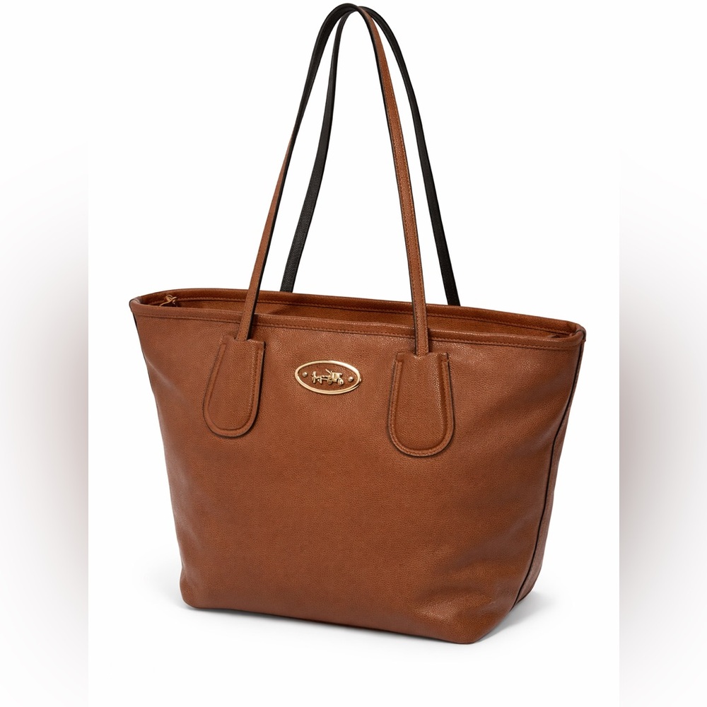 Coach Brown Leather Structured Tote Full Zip Shoulder Bag Everyday - Picture 4 of 15